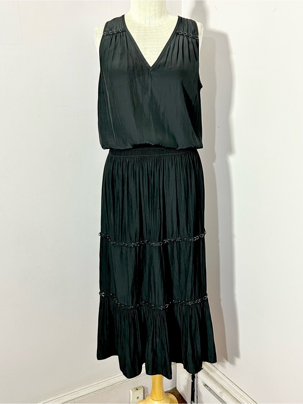 Ramy Brook Black Pleated Blousy Dress S